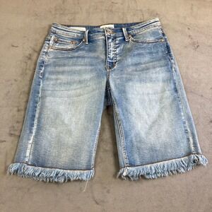 Tribal Jeans Audrey Mid-Rise Bermuda Shorts Light Wash Frayed Hem Size 6